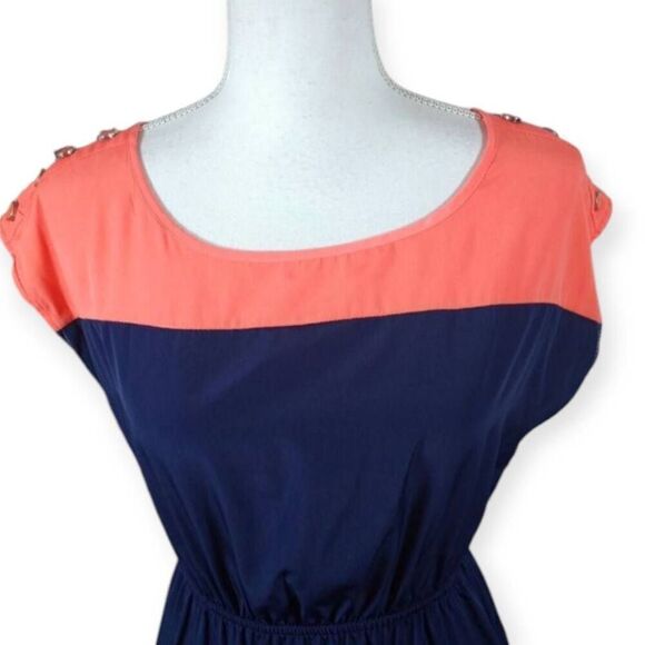 SOPRANO DK BLUE & CORAL DRESS SZ.XS EUC - Picture 2 of 7